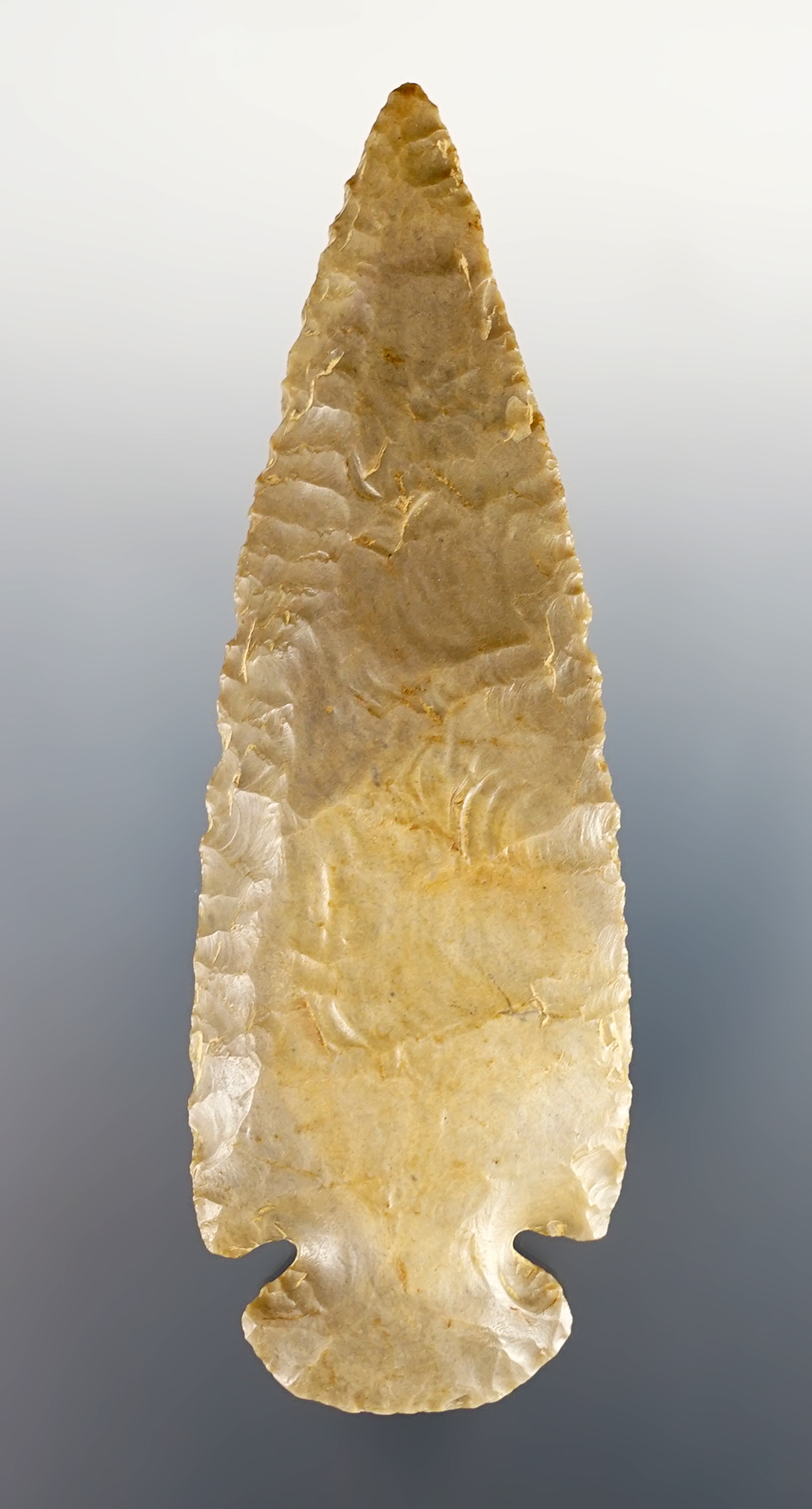 4" Archaic Dovetail made from patinated Hornstone. Found in Indiana.