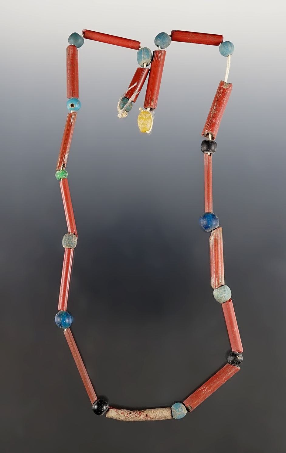 18" Strand of tubular and wound Beads with nice colors. Dann Site in Lima, Monroe Co., New York. 