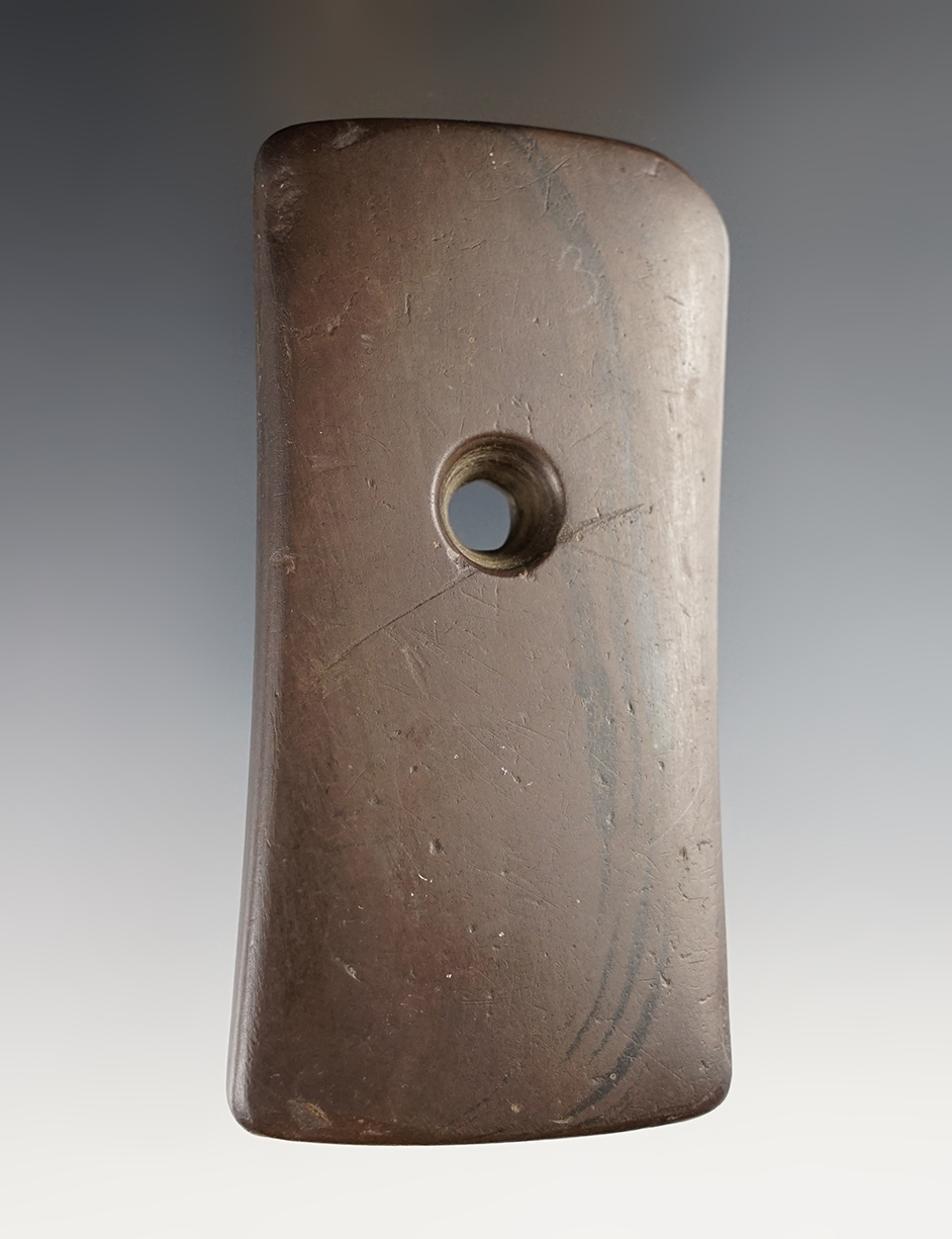 4" Bell Pendant found in the Indiana/Ohio area. Made from a red and black Banded Slate. 