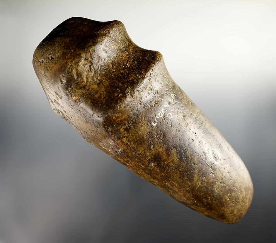 Well polished 7 3/16" long 3/4 Groove Poll Axe - Logan Co., Ohio. Ex. B.W. Stephens. Pictured!