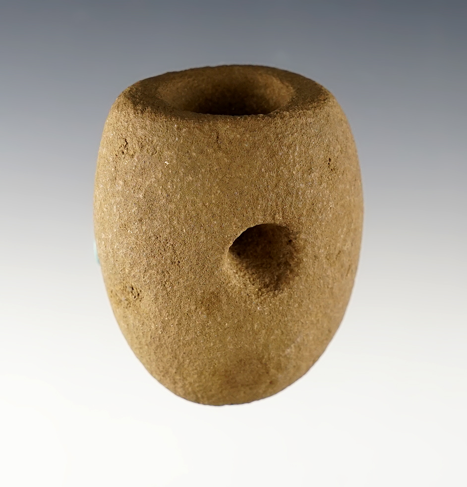 Nicely made 2 1/8" Vase Pipe - Sandstone. Found at the Riker Site, Tuscarawas Co., Ohio