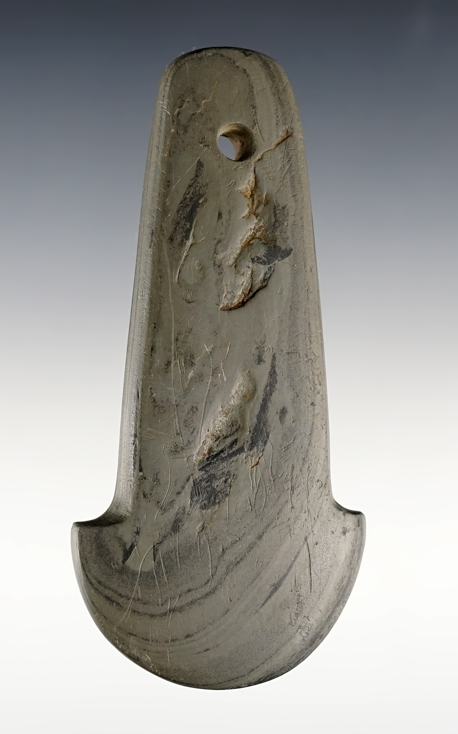 4" Banded Slate Anchor Pendant with great banding. Found in Richland Co., Ohio.