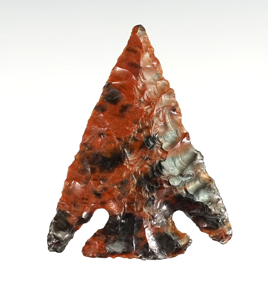 1 1/8" Elko Corner Notch made from beautiful Mahogany Obsidian. Found in Oregon.