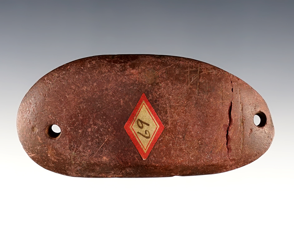 3 7/8" Gorget that is broken and glued on one end. Mississippi. Comes with a Bennett COA.