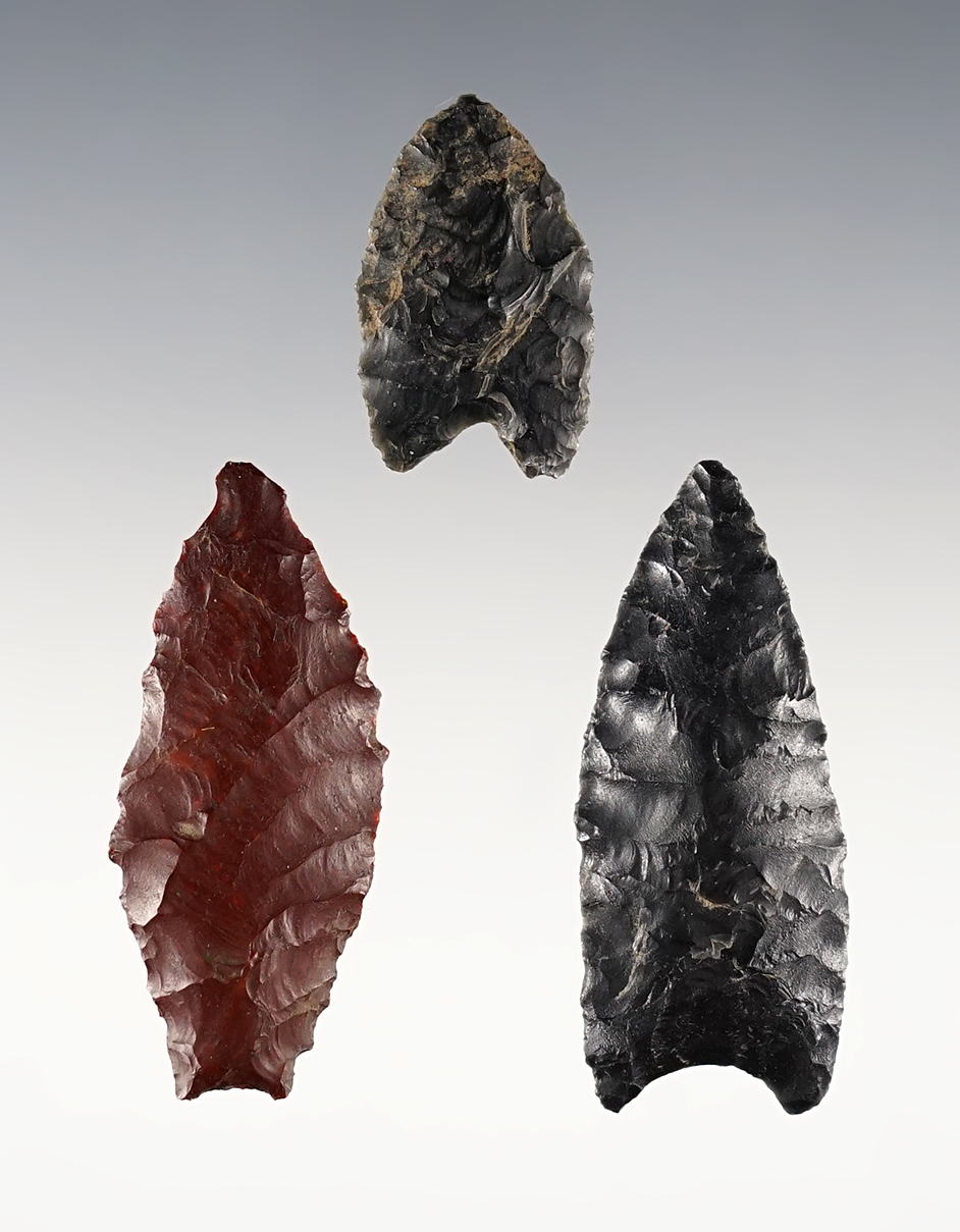 Set of 3 nice points found in the 1950's by Bob Ashlock - Deschutes Co., Oregon. 