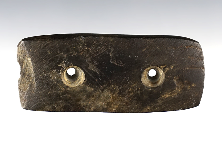 3" Ohio Gorget made from well patinated Slate. Comes with a Bennett COA.