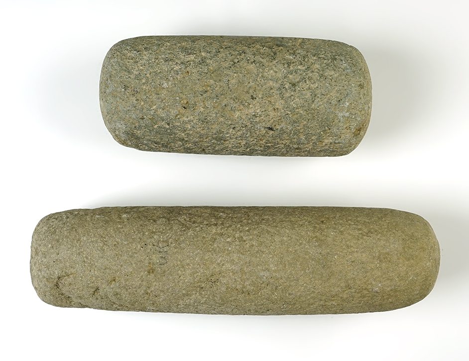 Pair of nicely made California Roller Pestles. 1 is from Nevada Co. The largest is 9 1/4".