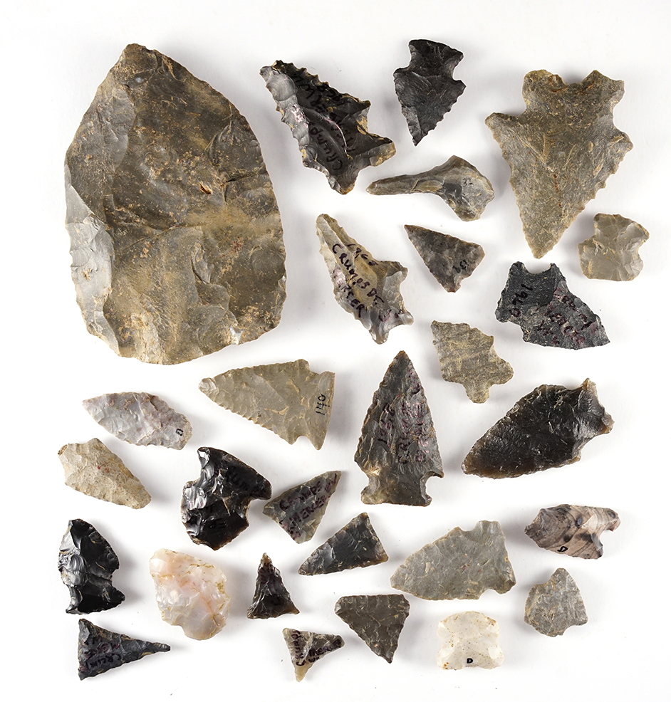 Set of 28 points found by Don Magnani, Henderson, West Virginia. The largest is 3 1/2".