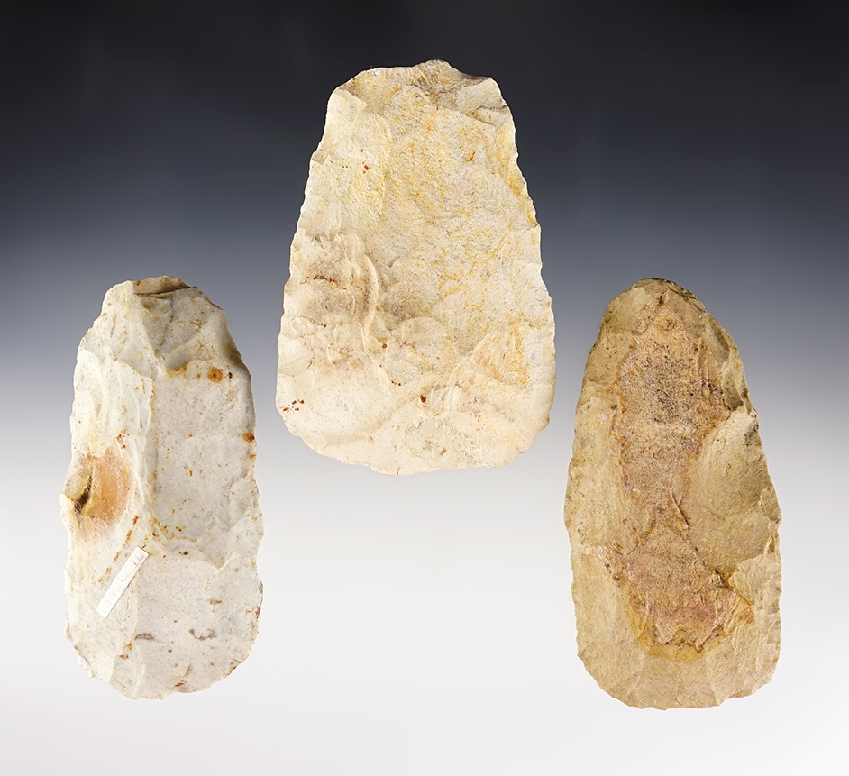 Set of 3 Flint Celts found in Illinois. All are in very good condition. The largest is 4".