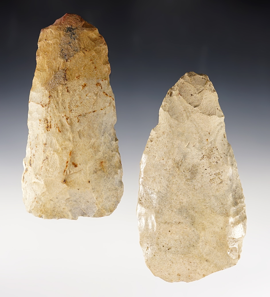 Pair of nicely patinated Illinois Flint Tools including a Hoe with good use polish to the bit. 