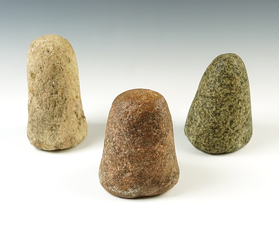Set of 3 nice Ohio Pestles found in Fayette, Greene and Ross Counties. The largest is 4 3/4".