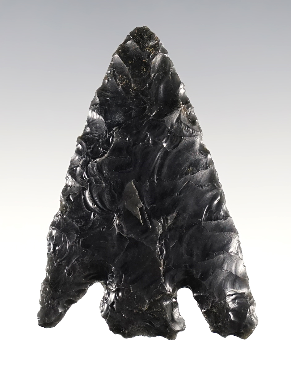 Large for the type, 2" Hell's Canyon made from Obsidian. Found in Southern Oregon.