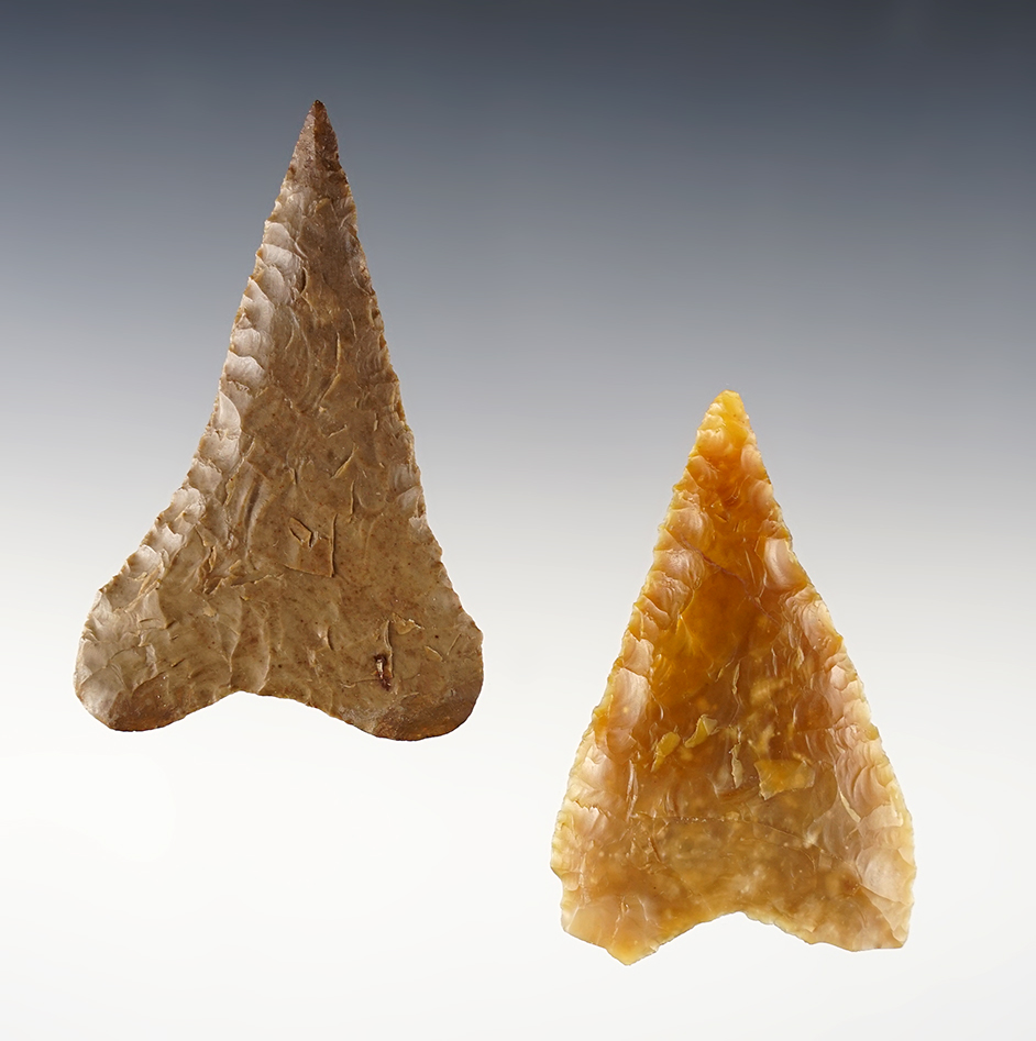 Pair of Columbia Mule Ears found in Oregon. 1 is restored. The largest is 2 13/16".