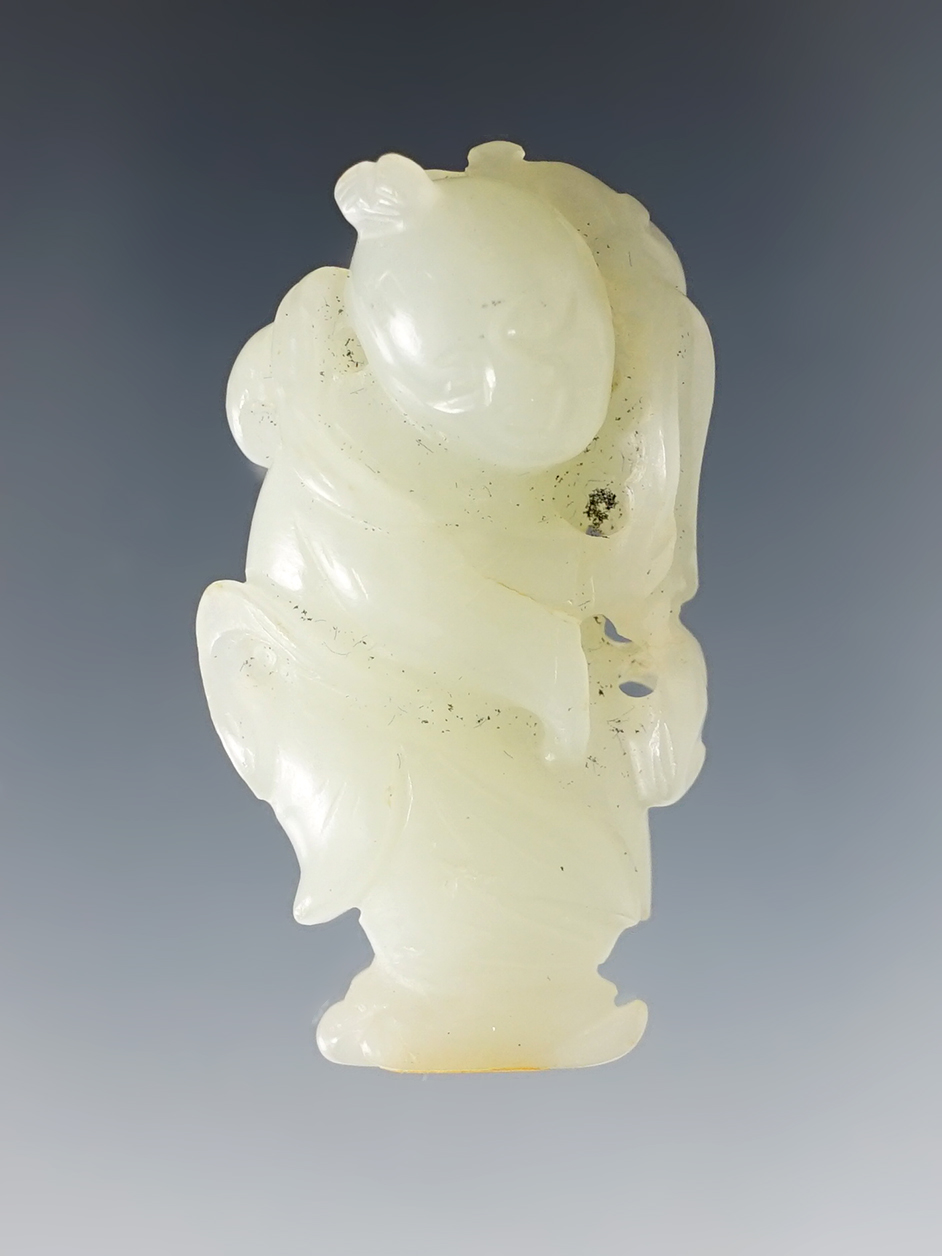 1 3/4" Chinese Jade figure that is highly detailed. Exact age unknown.