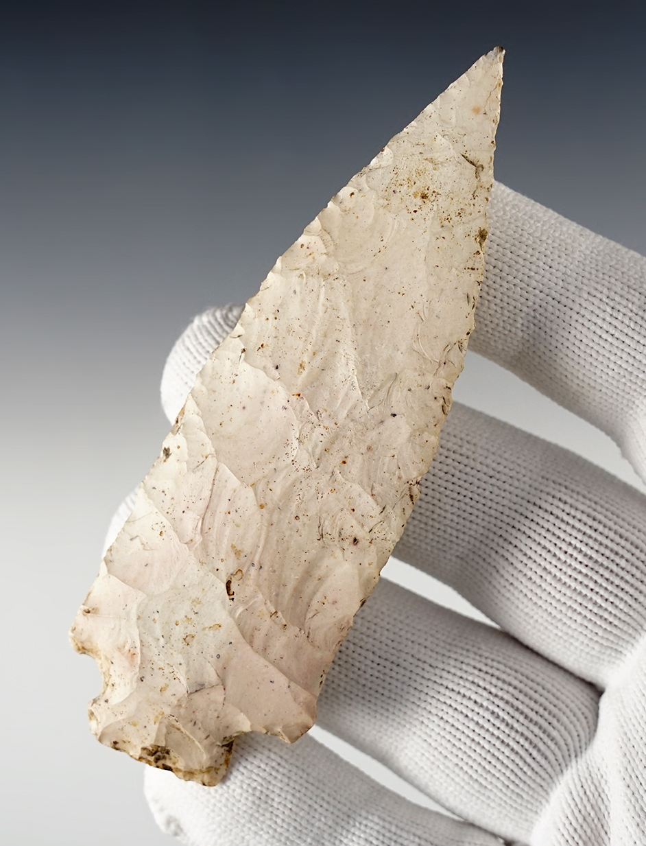 4 1/8" Etley Knife found in Madison Co., Illinois. Nice symmetry and well made. Bennett COA.