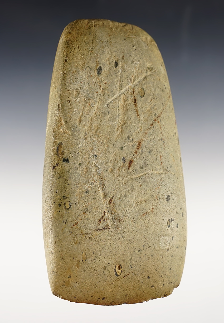 5 1/2" Square-Sided Celt made from patinated Hardstone - Erie Co., Pennsylvania. 