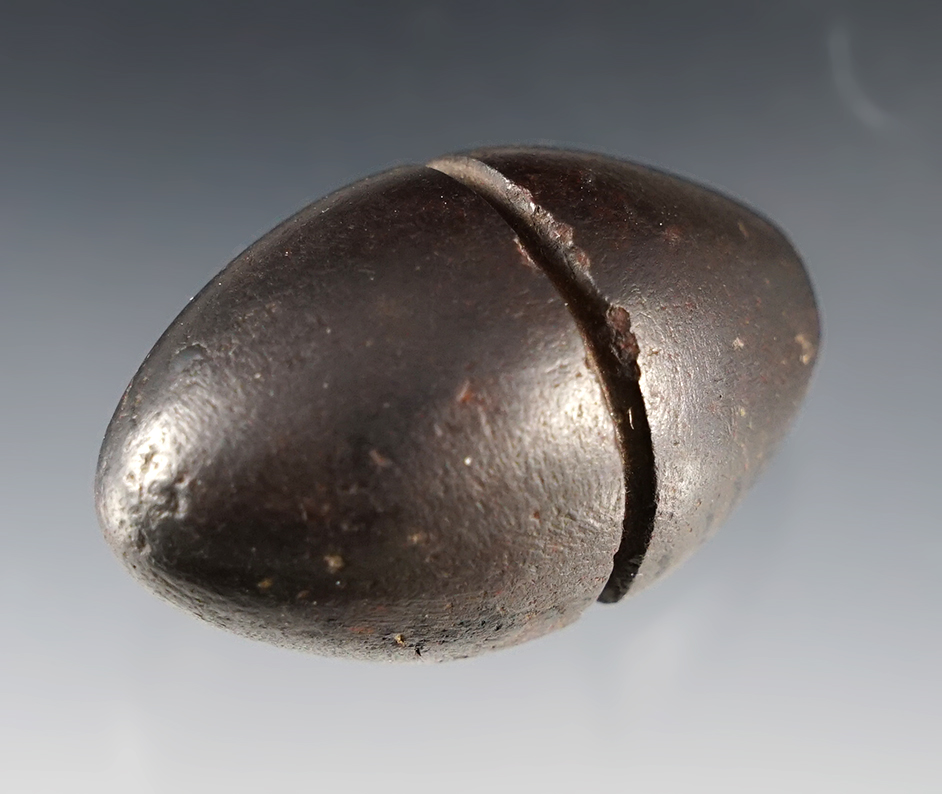 1 1/2" anciently salvaged Plummet - Hematite. Wrightsville, Adams Co., Ohio. Ex. Meuser.