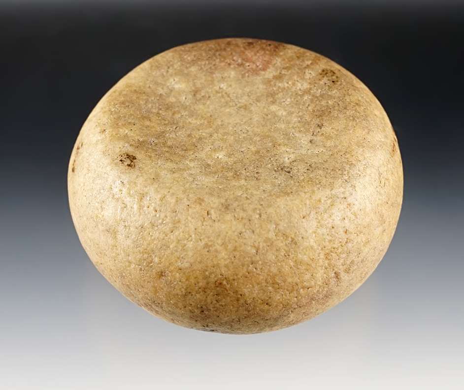 Well made 2 1/2" Double Cupped Discoidal found in Mississippi Co., Missouri. Quartz. 