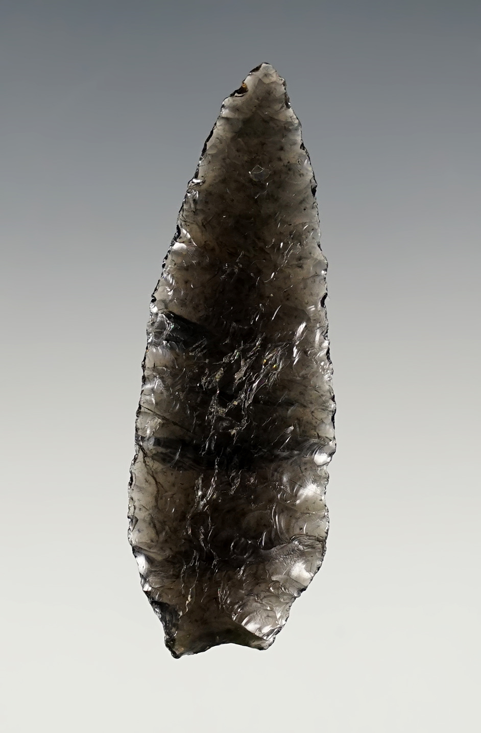 2 1/4" Pinto Basin Sloping Shoulder - Obsidion - found at Crump Lake, Lake Co., OR. COA.