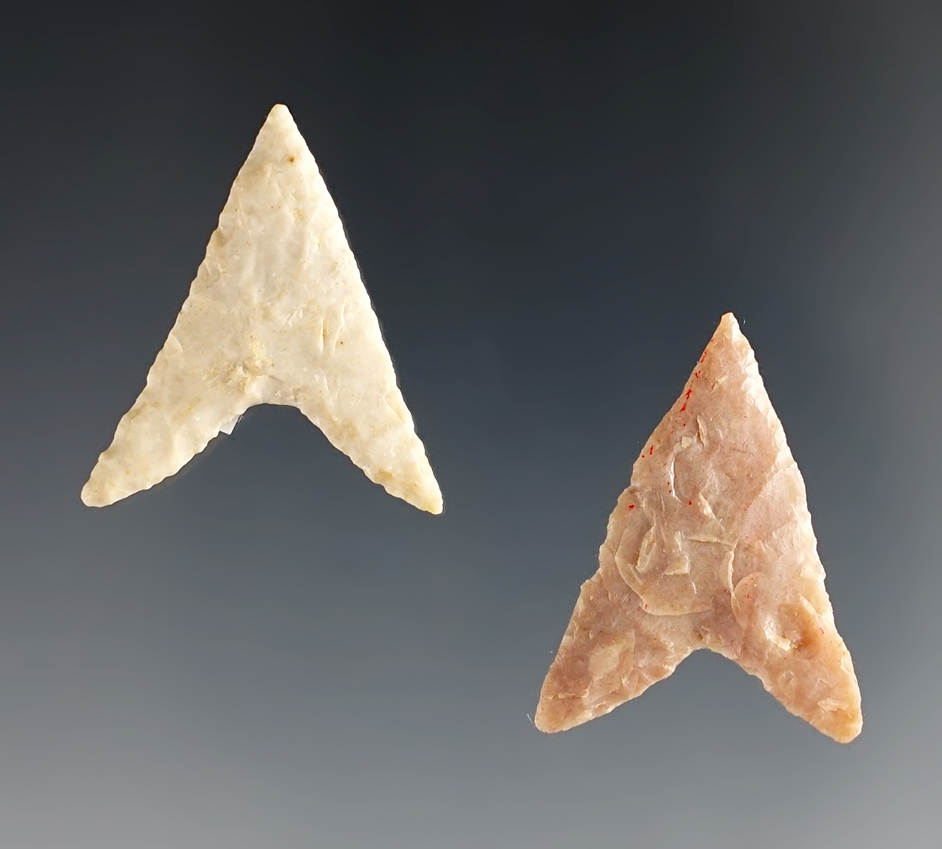 Nice pair of Starr Points - Texas. Ex. Charlie Shewey. Museum Deaccession. 