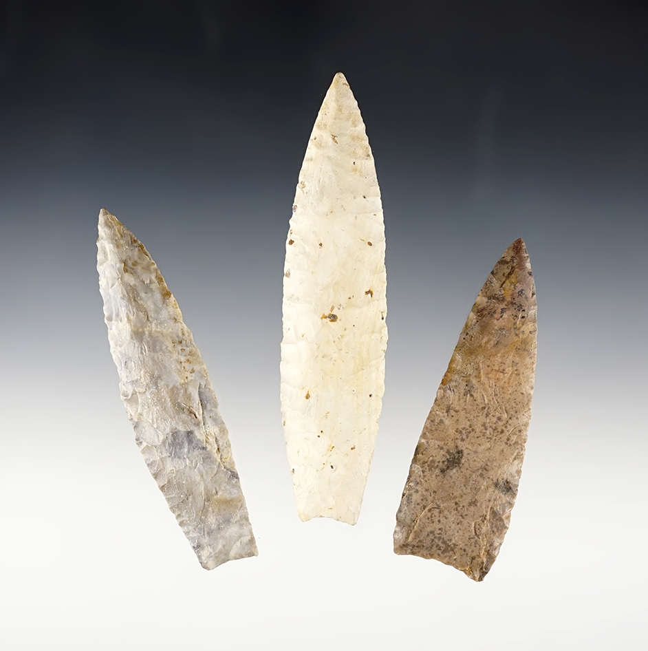 Set of 3 Paleo points that have all been professionally restored by Keith Etchison.