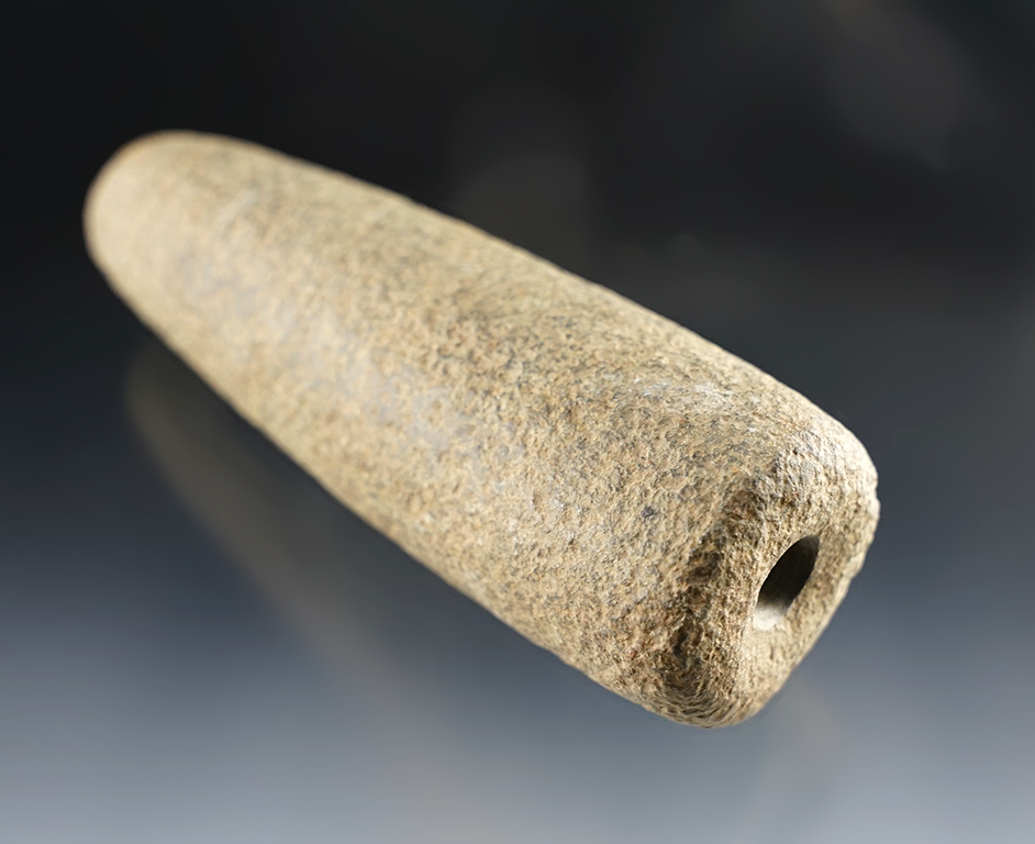 5 1/4" Stone Pipe Preform with drilling started at one end. Found in Missouri. 