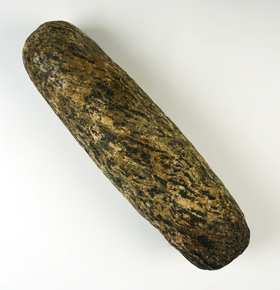 8 1/2" Classic style Roller Pestle made from Gniess. Found in Ohio.