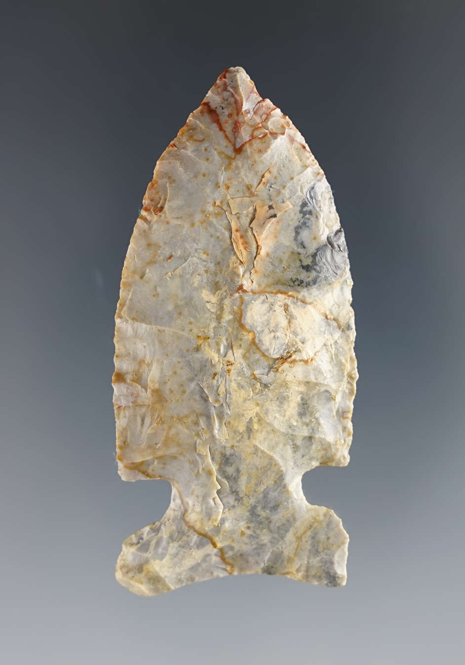  2 1/2" Archaic Sidenotch - nicely made from Coshocton Flint. Found in Ohio. Bennett COA. 