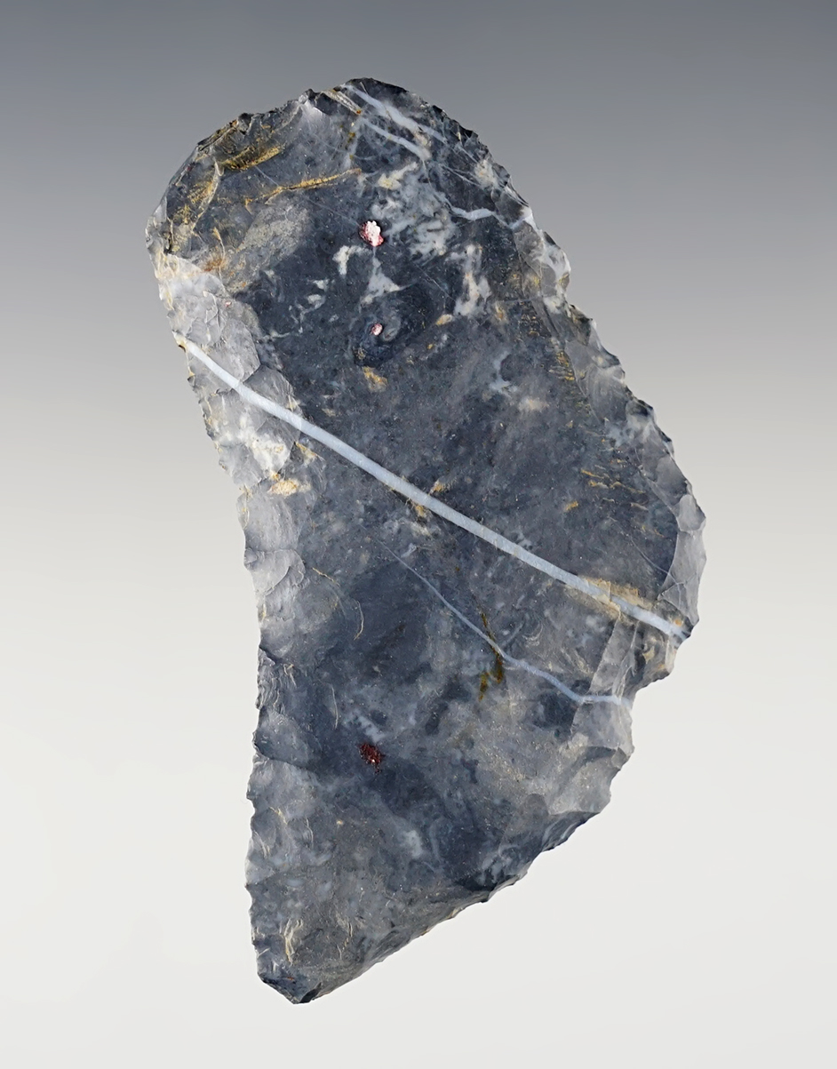 2 3/4" Paleo Uniface Knife - Coshocton Flint with a "Lightning Line" in the material. Ohio.