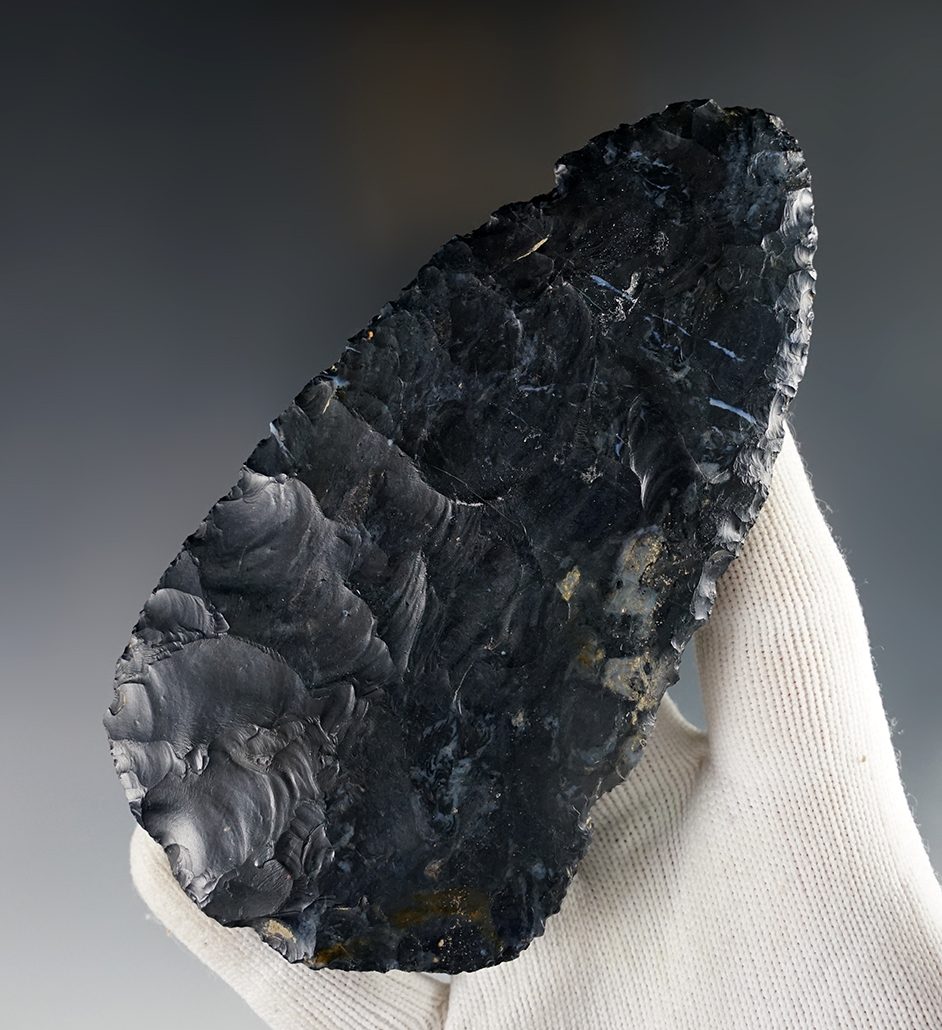 Fine 4 3/4" Ohio Blade - high-grade Coshocton Flint. Found in Allen Co., OH. Ex. Shilling.
