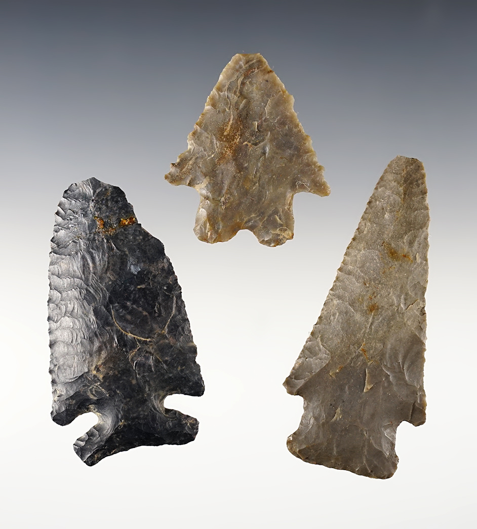 Set of 3 fine Ohio points. All have a tiny bit of damage and  makes good restoration condidates