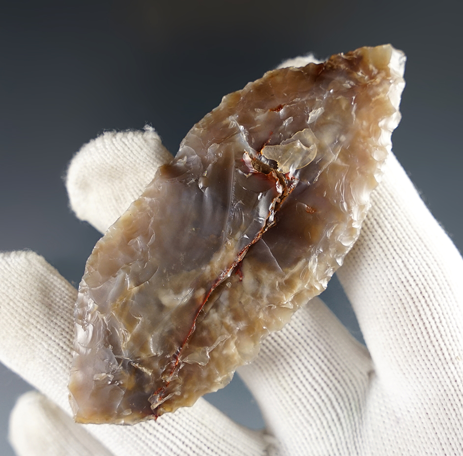 3 5/8" Cascade Knife - colorful Agate. Found by Frank Beuhler, 1955-59, Klickitat Co., WA.