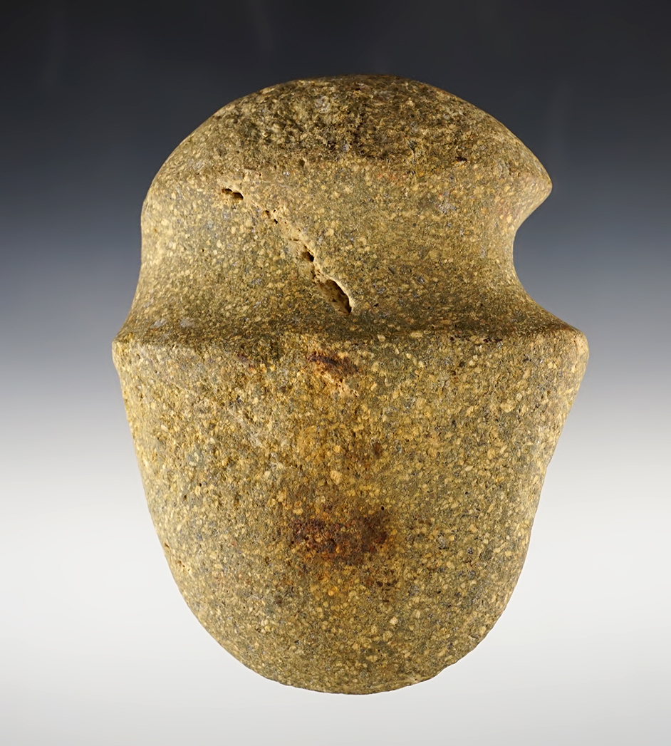 5 1/4" long by 4" wide 3/4 Groove Axe made from Hardstone. Van Wert Co., Ohio. Davis COA.