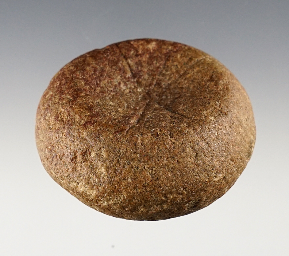 Nice style on this 2 1/16" Quartz Double Dimpled Discoidal found in Union Co., Illinois.