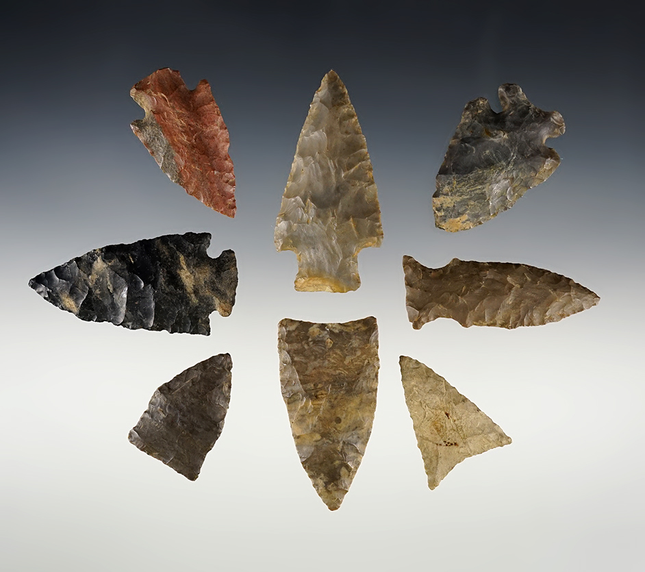 Set of 8 assorted Ohio and Kentucky points in excellent condition. The largest is 2 1/2".