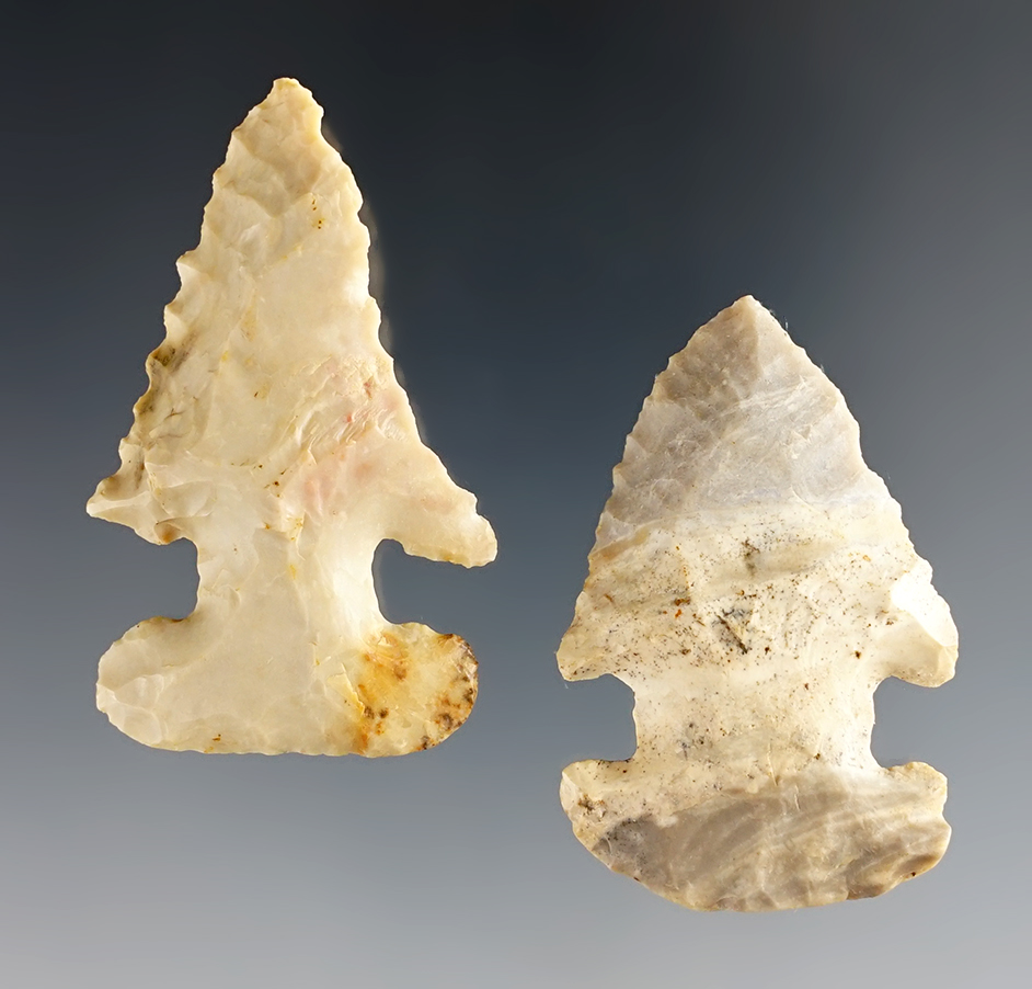 Pair of Archaic Thebes E-Notch Bevels both found in Ohio. Largest is 2".