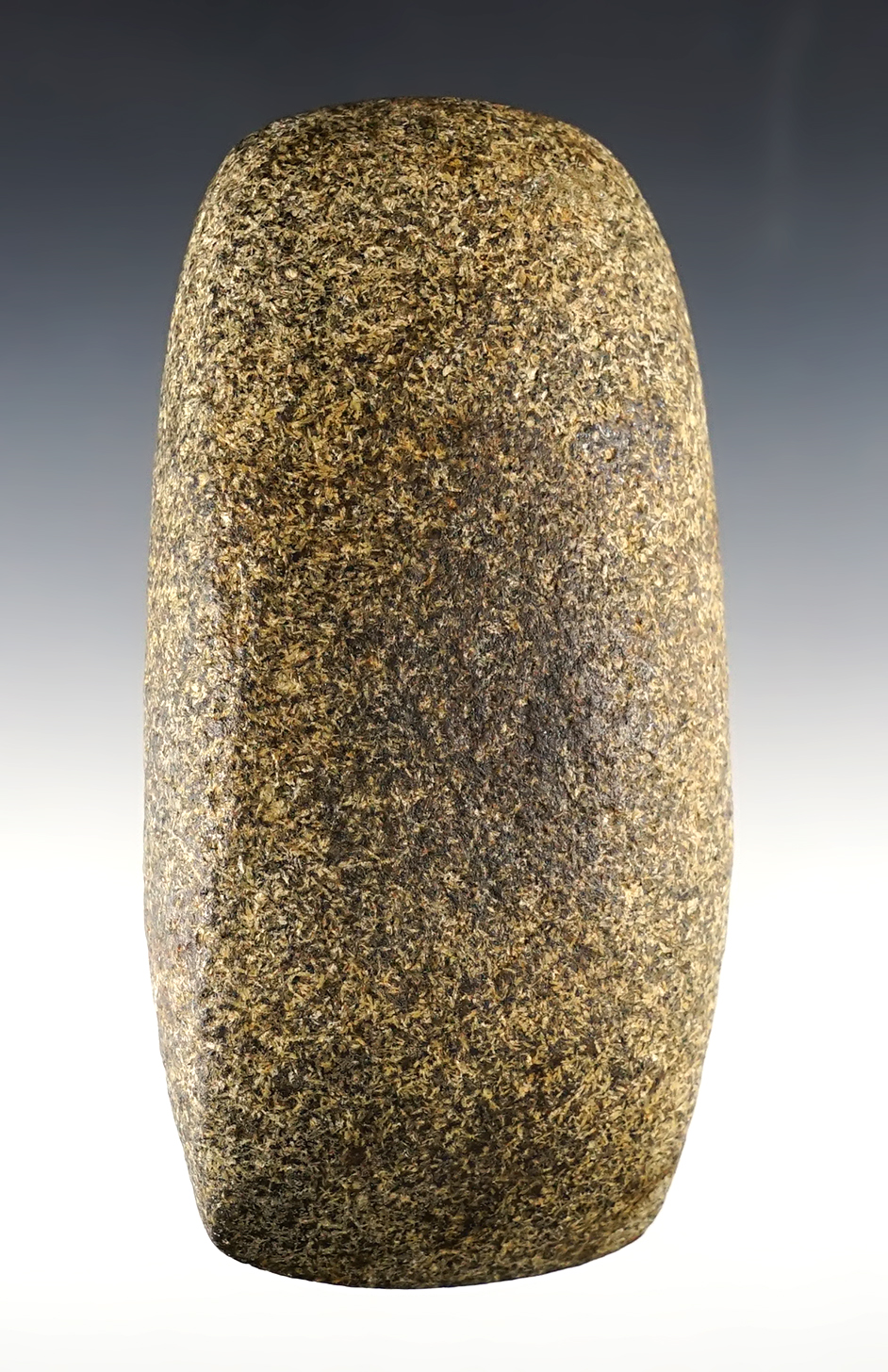 Nicely patinated 4 7/8" Celt found in Monroe Co., Indiana. Good bit. Ex. Rev. George A. Scutt.