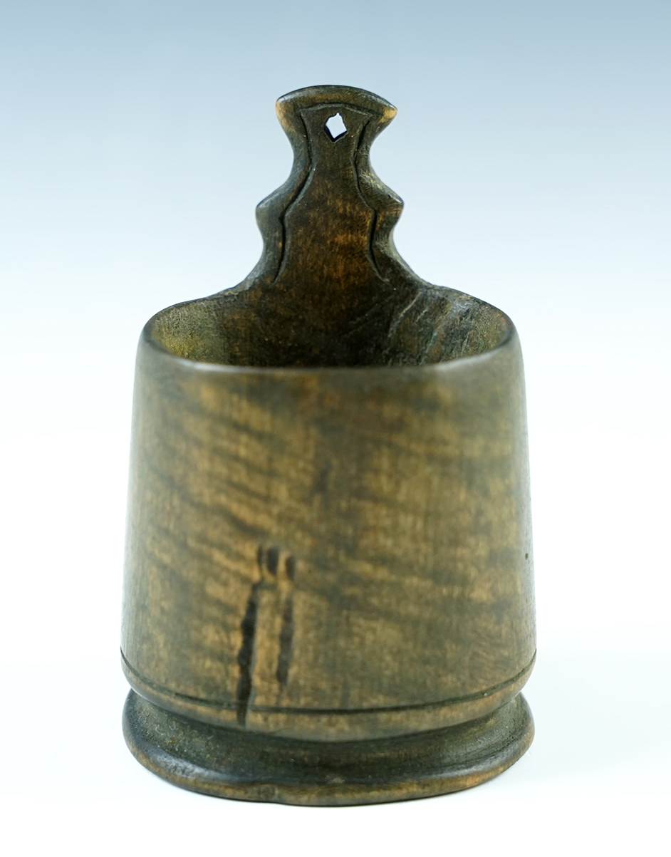 Beautiful hand carved 3 1/4" Pitch Bowl - nicely striped curly maple. Ex. Lynn Munger. 