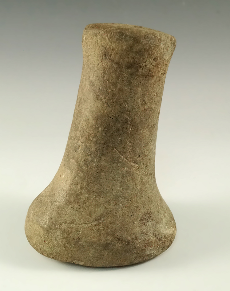 5 1/8" Knobbed Bell Pestle with a nice nutting divot on base. Found in Rossburg, Darke Co., Ohio.