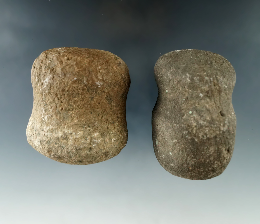 Pair of 3/4 Groove Hammerstones found in Miami Co., Ohio.  Largest is 2 7/8".