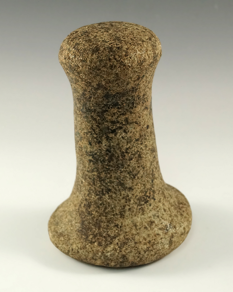 5 3/4" Knobbed Top Bell Pestle with a nice nutting divot on bottom, found in Ohio.