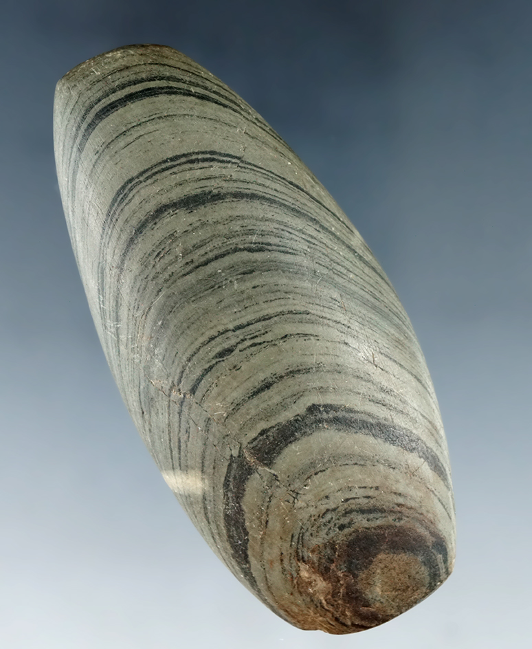 2 15/16" Banded Glacial Slate Gouge found in Miami Co., Ohio.