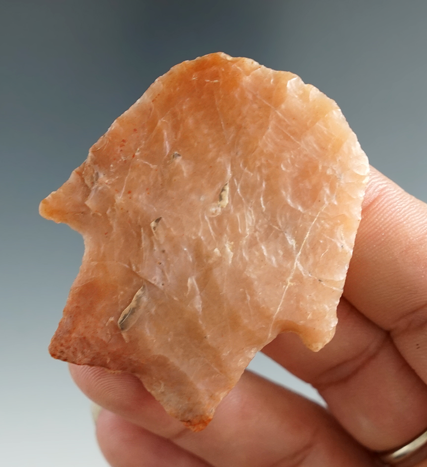 2" Hafted Scraper made from Novaculite, found in Arkansas. Comes with a Bennett COA.