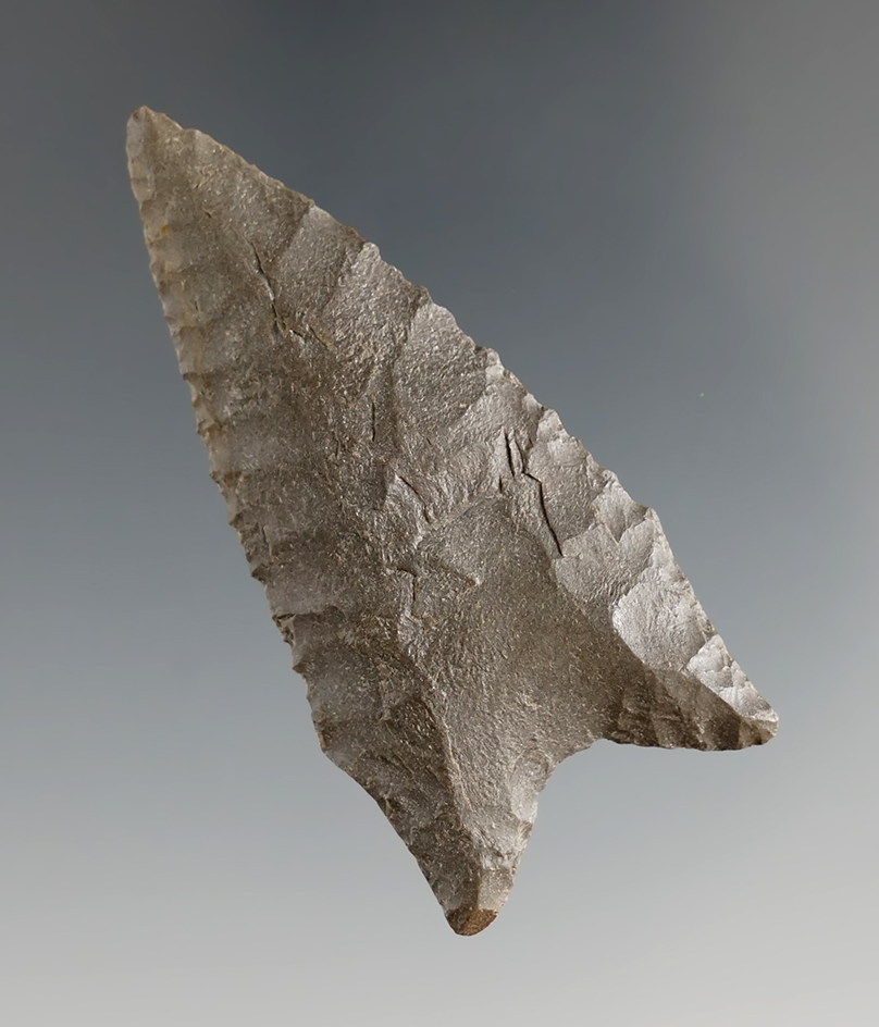 2 1/4" Dalton made from Ouachita Quartzite, found in Northeast Arkansas. Partain COA.