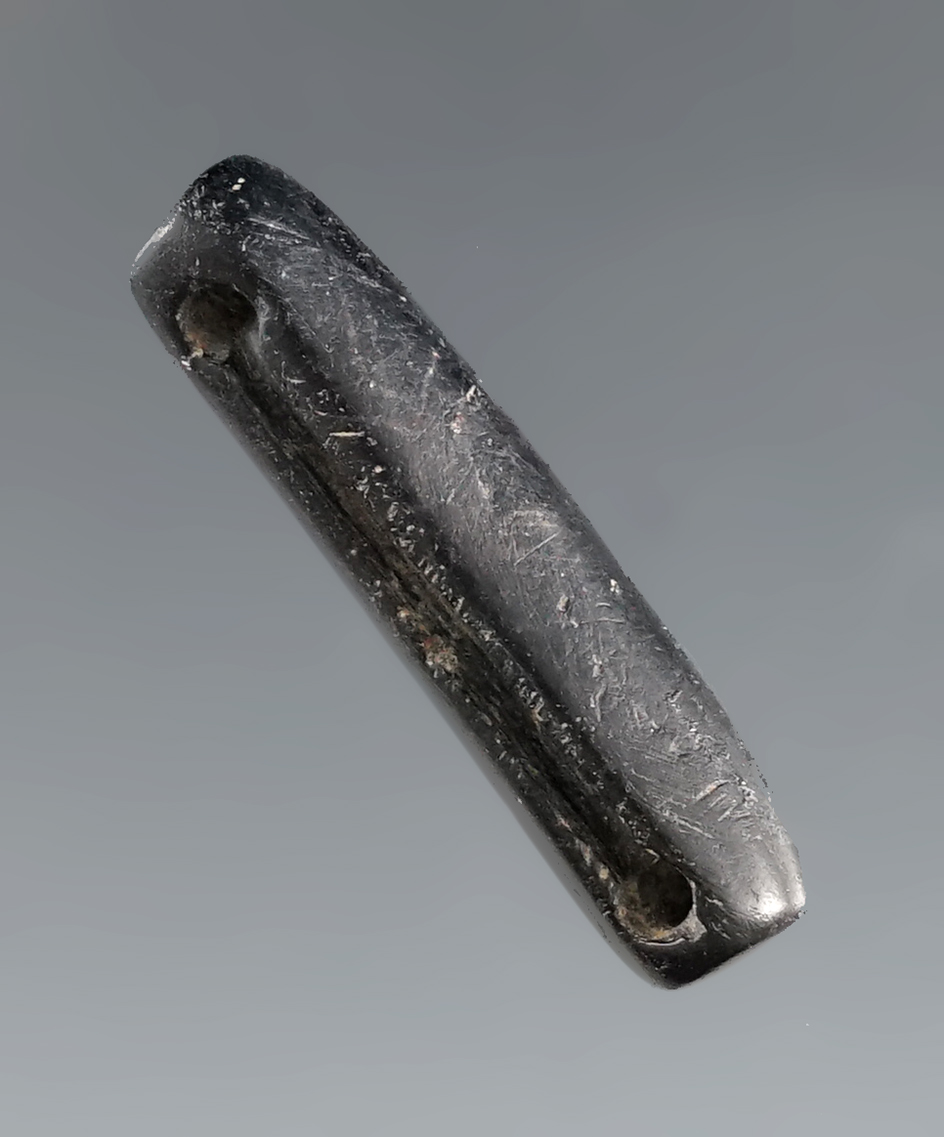 1 1/16" Double Drilled and Grooved Tube Bead - Steatite, Klickitat Co., WA. Bennett COA.