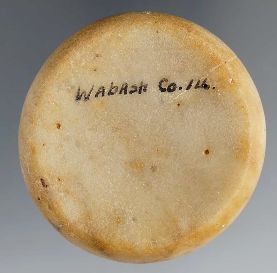 2 3/8" Quartz Discoidal found in Wabash Co., Illinois. Comes with a Bennett COA.