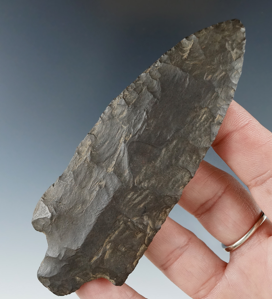 4 5/16" Adena made from Esopus chert found in Pennsylvania.