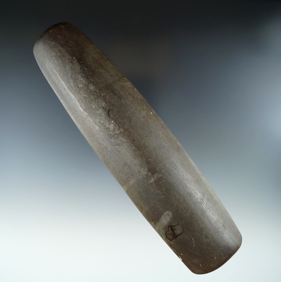 8 1/4" Well polished stone implement made from slate found in Ontario County New York.