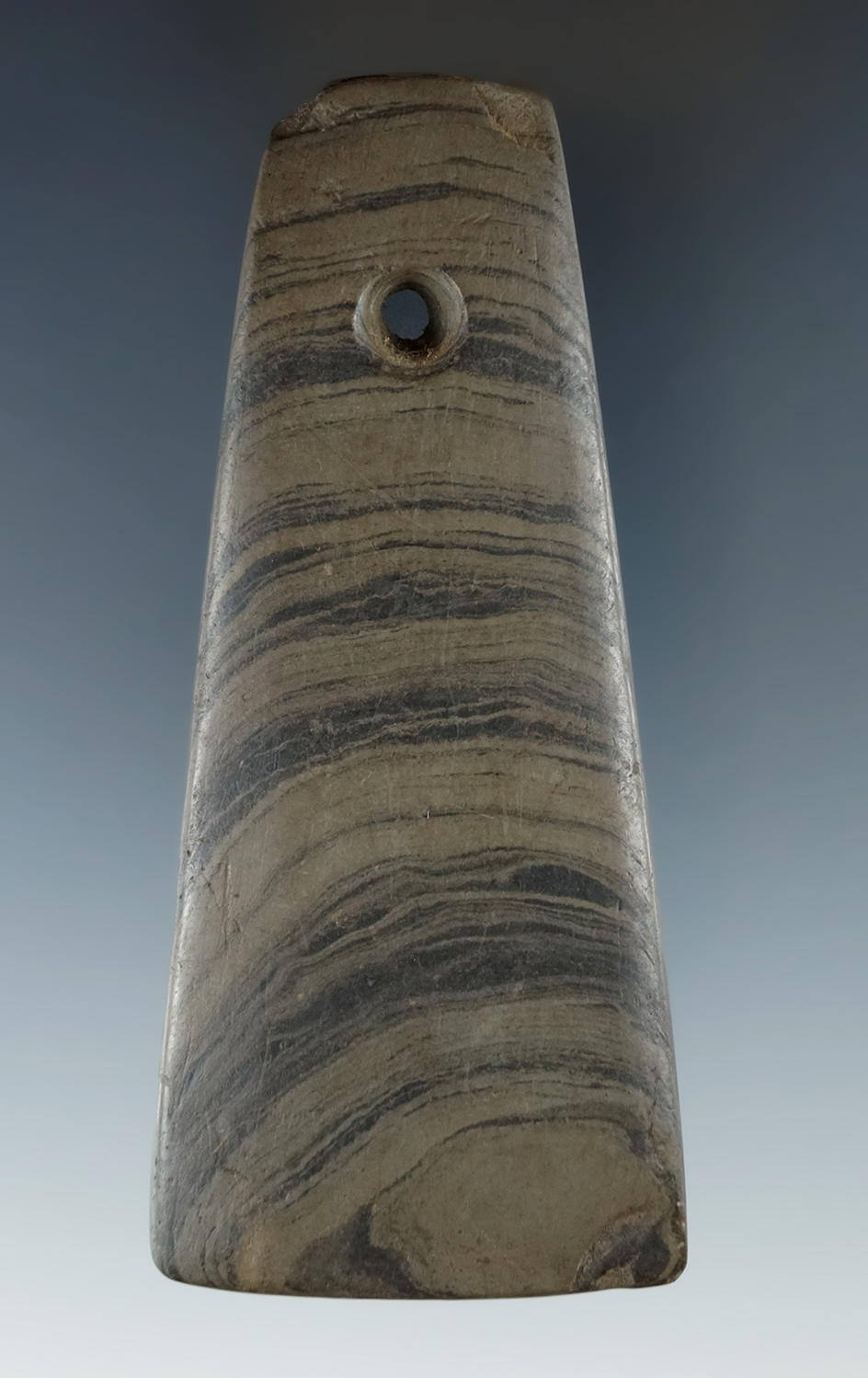 Beautiful banding! 4 1/16" Trapezoidal Pendant found near Boughton Hill, Ontario County NY.