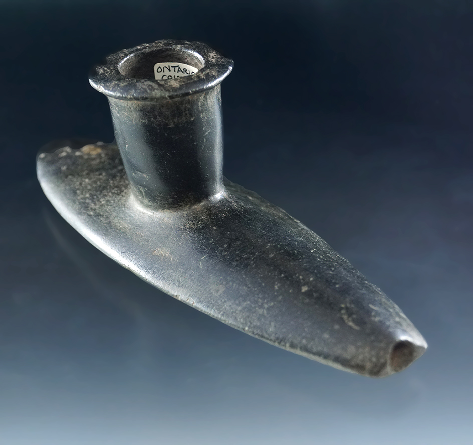 Sale Highlight! 6 7/16"  Steatite Intrusive Mound Platform Pipe found in Ontario County, New York.